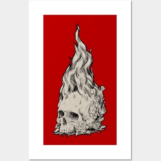 Flaming Skull Posters and Art